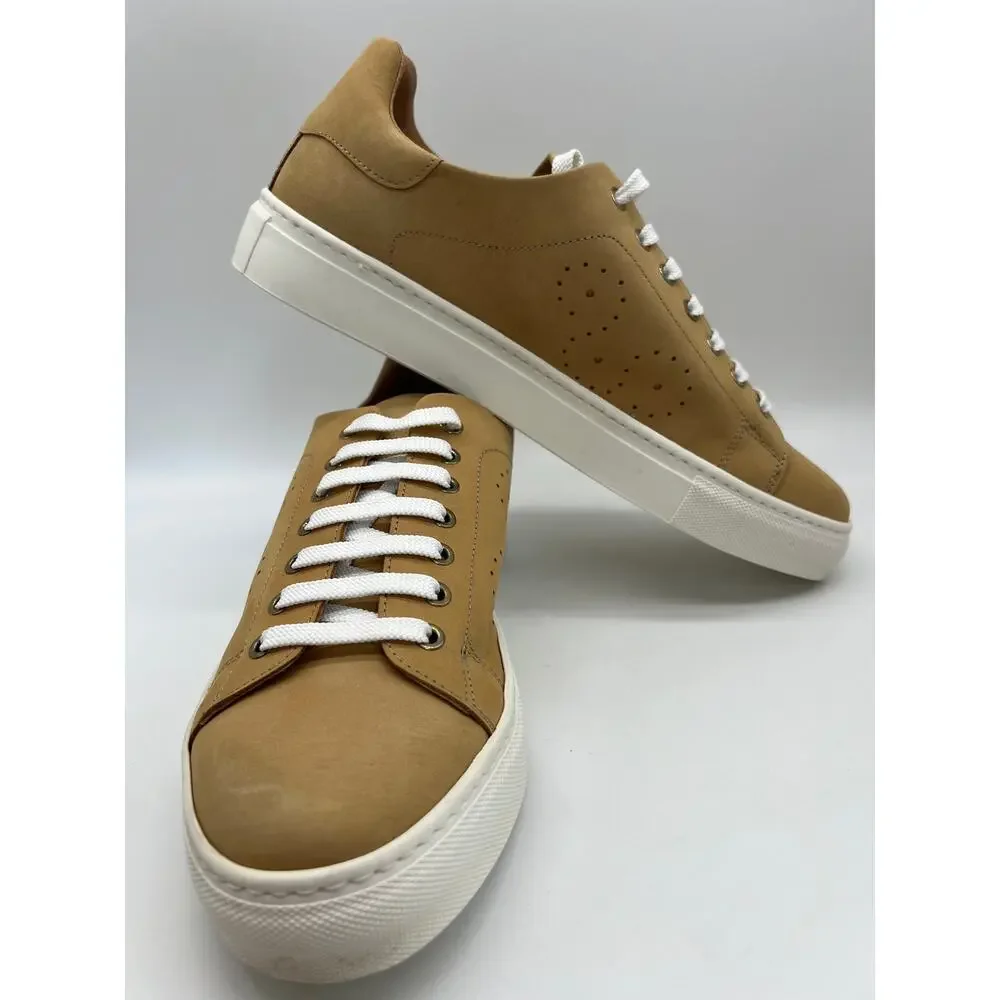 Bugatchi Solid Nubuck Leather Sneaker In Maple Size 10 NIB